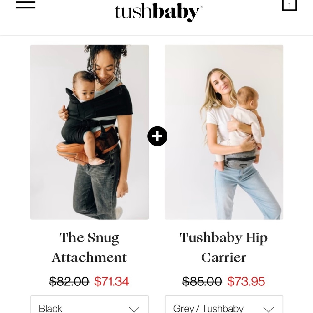 Tushbaby Hip Carrier & Snug Attachment in Black
